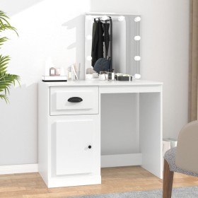 Dressing table with LED white plywood 90x50x132.5 cm by vidaXL, Bedroom Dressers - Ref: Foro24-816768, Price: 124,99 €, Disco...