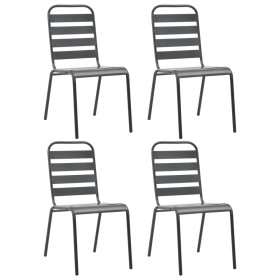 Garden chairs 4 pcs slat design dark gray steel by vidaXL, Garden chairs - Ref: Foro24-310155, Price: 164,17 €, Discount: %