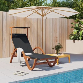 Lounger with gray textilene canopy and solid poplar wood by vidaXL, Loungers - Ref: Foro24-363478, Price: 184,99 €, Discount: %