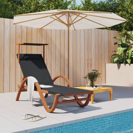 Lounger with gray textilene canopy and solid poplar wood by vidaXL, Loungers - Ref: Foro24-363478, Price: 187,82 €, Discount: %