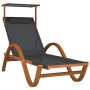 Lounger with gray textilene canopy and solid poplar wood by vidaXL, Loungers - Ref: Foro24-363478, Price: 187,82 €, Discount: %