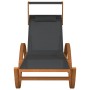 Lounger with gray textilene canopy and solid poplar wood by vidaXL, Loungers - Ref: Foro24-363478, Price: 187,82 €, Discount: %