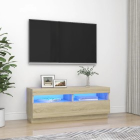 Mueble de TV con luces LED roble Sonoma 100x35x40 cm de vidaXL, Muebles TV - Ref: Foro24-804457, Precio: 68,01 €, Descuento: %