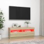 Mueble de TV con luces LED roble Sonoma 100x35x40 cm de vidaXL, Muebles TV - Ref: Foro24-804457, Precio: 67,07 €, Descuento: %