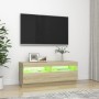 Mueble de TV con luces LED roble Sonoma 100x35x40 cm de vidaXL, Muebles TV - Ref: Foro24-804457, Precio: 67,07 €, Descuento: %