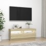 Mueble de TV con luces LED roble Sonoma 100x35x40 cm de vidaXL, Muebles TV - Ref: Foro24-804457, Precio: 67,07 €, Descuento: %