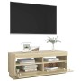 Mueble de TV con luces LED roble Sonoma 100x35x40 cm de vidaXL, Muebles TV - Ref: Foro24-804457, Precio: 67,07 €, Descuento: %