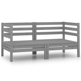 Corner garden sofas 2 units solid gray pine wood by vidaXL, Garden sets - Ref: Foro24-806584, Price: 120,12 €, Discount: %