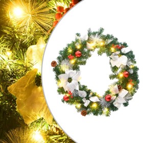 Corona de Navidad con luces LED PVC verde 60 cm de vidaXL, Luces de Navidad - Ref: Foro24-321516, Precio: 19,66 €, Descuento: %