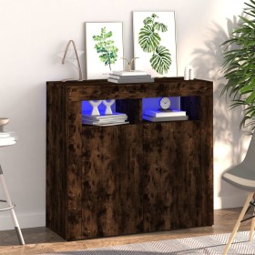 Sideboard mit LED-Leuchten, geräucherte Eiche, 80 x 35 x 75 cm von vidaXL, Sideboards - Ref: Foro24-815729, Preis: 57,98 €, R...