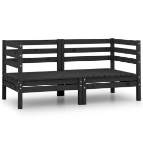 Corner garden sofas 2 units black solid pine wood by vidaXL, Garden sets - Ref: Foro24-806586, Price: 119,99 €, Discount: %