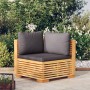 Garten-Ecksofa mit dunkelgrauen Kissen aus massivem Teakholz von vidaXL, Modulare Sofas für den Außenbereich - Ref: Foro24-31...