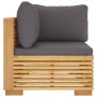 Garten-Ecksofa mit dunkelgrauen Kissen aus massivem Teakholz von vidaXL, Modulare Sofas für den Außenbereich - Ref: Foro24-31...