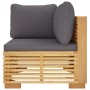 Garten-Ecksofa mit dunkelgrauen Kissen aus massivem Teakholz von vidaXL, Modulare Sofas für den Außenbereich - Ref: Foro24-31...