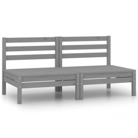 Central garden sofas 2 units gray solid pine wood by vidaXL, Garden sets - Ref: Foro24-806589, Price: 106,99 €, Discount: %