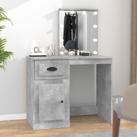 LED plywood gray concrete dressing table 90x50x132.5 cm by vidaXL, Bedroom Dressers - Ref: Foro24-816772, Price: 120,99 €, Di...