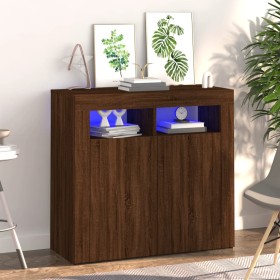 Sideboard with smoked oak LED lights 80x35x75 cm by vidaXL, Sideboards - Ref: Foro24-815731, Price: 59,73 €, Discount: %