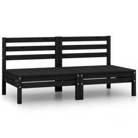 Central garden sofas 2 units black solid pine wood by vidaXL, Garden sets - Ref: Foro24-806591, Price: 106,77 €, Discount: %