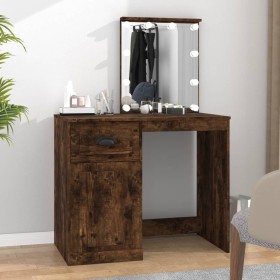 Dressing table with LED smoke oak plywood 90x50x132.5 cm by vidaXL, Bedroom Dressers - Ref: Foro24-816773, Price: 118,87 €, D...