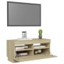 Mueble de TV con luces LED roble Sonoma 80x35x40 cm de vidaXL, Muebles TV - Ref: Foro24-804448, Precio: 57,43 €, Descuento: %