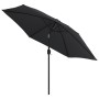 Garden umbrella with LED lights, black steel pole, 300 cm. by vidaXL, Umbrellas - Ref: Foro24-47134, Price: 92,95 €, Discount: %