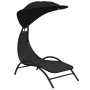 Lounger with steel awning and black fabric 167x80x195 cm by vidaXL, Loungers - Ref: Foro24-362706, Price: 85,75 €, Discount: %