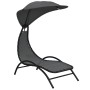 Sun lounger with steel frame and dark gray fabric canopy 167x80x195 cm by vidaXL, Loungers - Ref: Foro24-362707, Price: 85,99...