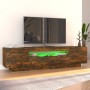 Mueble de TV con luces LED color roble ahumado 160x35x40 cm de vidaXL, Muebles TV - Ref: Foro24-815726, Precio: 112,47 €, Des...