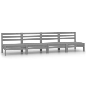 Central garden sofa 4 units gray solid pine wood by vidaXL, Garden sets - Ref: Foro24-806594, Price: 196,99 €, Discount: %