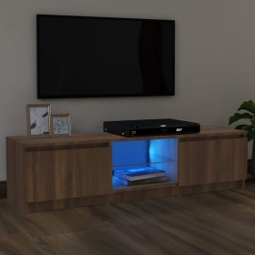 Mueble de TV con luces LED marrón roble 120x30x35,5 cm de vidaXL, Muebles TV - Ref: Foro24-815710, Precio: 65,81 €, Descuento: %