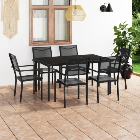 Juego de comedor para jardín 7 piezas acero de vidaXL, Conjuntos de jardín - Ref: Foro24-3073517, Precio: 407,14 €, Descuento: %