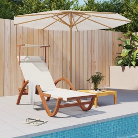 Sun lounger with white textilene canopy and solid poplar wood by vidaXL, Loungers - Ref: Foro24-363477, Price: 181,09 €, Disc...