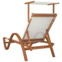 Tumbona con dosel textileno blanco y madera maciza de álamo de vidaXL, Tumbonas - Ref: Foro24-363477, Precio: 181,09 €, Descu...