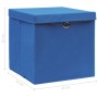 Cajas de almacenaje con tapa 4 uds tela azul 32x32x32 cm de vidaXL, Cestas para almacenaje - Ref: Foro24-288338, Precio: 29,6...