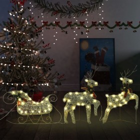 Christmas decoration with reindeer and sleigh, 60 golden LEDs for the garden. by vidaXL, Christmas lights - Ref: Foro24-28997...