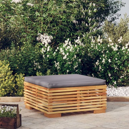 Garden stool with dark gray cushion solid teak wood by vidaXL, Modular outdoor sofas - Ref: Foro24-319161, Price: 112,99 €, D...