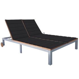 Sun lounger for 2 people with solid acacia wood and steel cushion. by vidaXL, Loungers - Ref: Foro24-3061564, Price: 400,99 €...