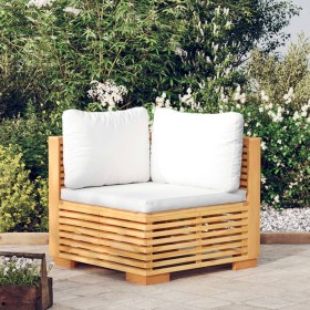 Corner garden sofa with cream cushions in solid teak wood by vidaXL, Modular outdoor sofas - Ref: Foro24-319157, Price: 199,9...