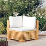 Corner garden sofa with cream cushions in solid teak wood by vidaXL, Modular outdoor sofas - Ref: Foro24-319157, Price: 207,2...