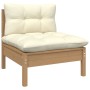 Zentrales Gartensofa mit Kissen aus Zirbenholz honigbraun von vidaXL, Modulare Sofas für den Außenbereich - Ref: Foro24-80663...