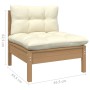 Zentrales Gartensofa mit Kissen aus Zirbenholz honigbraun von vidaXL, Modulare Sofas für den Außenbereich - Ref: Foro24-80663...