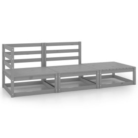 Muebles de jardín 3 piezas gris madera maciza de pino de vidaXL, Conjuntos de jardín - Ref: Foro24-805702, Precio: 128,82 €, ...