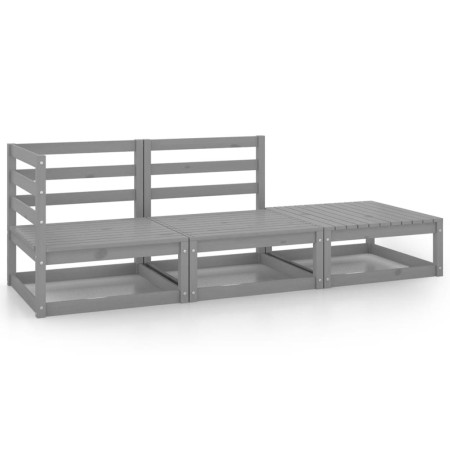 Garden furniture 3 pieces gray solid pine wood by vidaXL, Garden sets - Ref: Foro24-805702, Price: 128,73 €, Discount: %