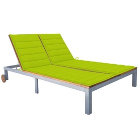 2-person sun lounger with solid acacia wood and steel cushion by vidaXL, Loungers - Ref: Foro24-3061568, Price: 392,99 €, Dis...