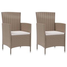 Garden chairs with cushions 2 units beige synthetic rattan by vidaXL, Garden chairs - Ref: Foro24-316684, Price: 119,28 €, Di...