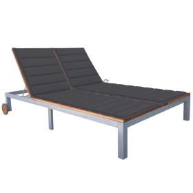 2-person sun lounger with solid acacia wood and steel cushion by vidaXL, Loungers - Ref: Foro24-3061557, Price: 402,65 €, Dis...