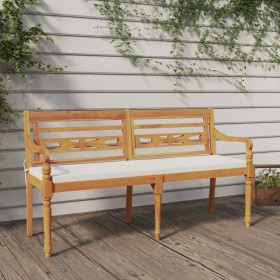 Batavia bench with solid teak wood cushion 150 cm by vidaXL, garden benches - Ref: Foro24-319148, Price: 204,93 €, Discount: %