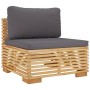 Zentrales Gartensofa mit dunkelgrauen Kissen aus massivem Teakholz von vidaXL, Modulare Sofas für den Außenbereich - Ref: For...