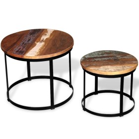 Round coffee table set of 2, made of solid recycled wood, 40cm/50cm. by vidaXL, Coffee table - Ref: Foro24-244007, Price: 108...