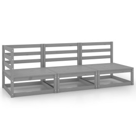 Garden furniture 3 pieces gray solid pine wood by vidaXL, Garden sets - Ref: Foro24-805707, Price: 216,31 €, Discount: %